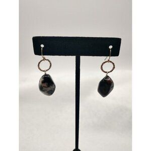 Vintage Snowflake Obsidian Drop Earrings
